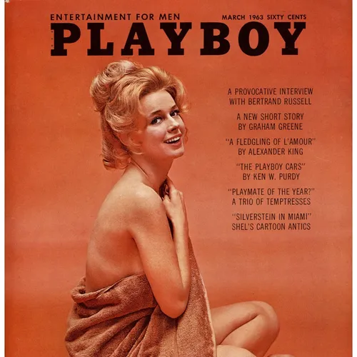 Playboy Magazine March 1963 Issue - Bertrand Russell Interview, Graham Greene Story, Playboy Cars, Playmate of the Year, Silverstein in Miami